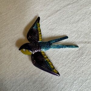 Christian Dior Vintage Enamelled Swallow Brooch Pin